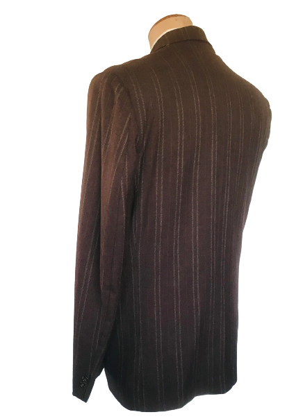 Vintage 30s /40s Jacket Brown Striped Double Breasted Wool Suit Jacket