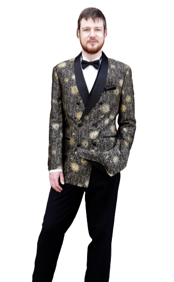 1920s Hollywood Glamour Gold Smoking Dinner Jacket