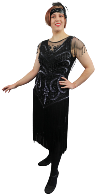 Black & silver Beaded 20s dress