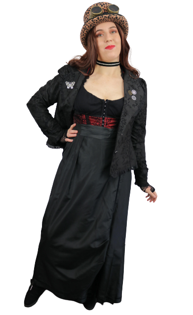Steampunk Corset, Jacket, Long Skirt top Hat