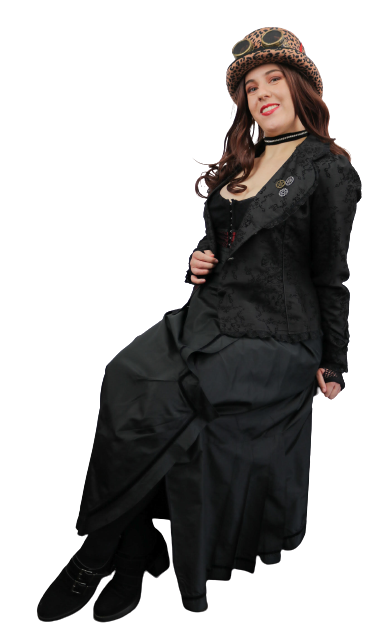 Steampunk Corset, Jacket, Long Skirt top Hat