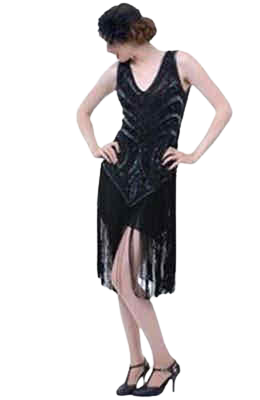 Black & silver Beaded 20s dress